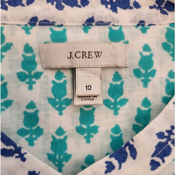 J. Crew Teal and Blue Floral Blouse - Picture 4 of 9